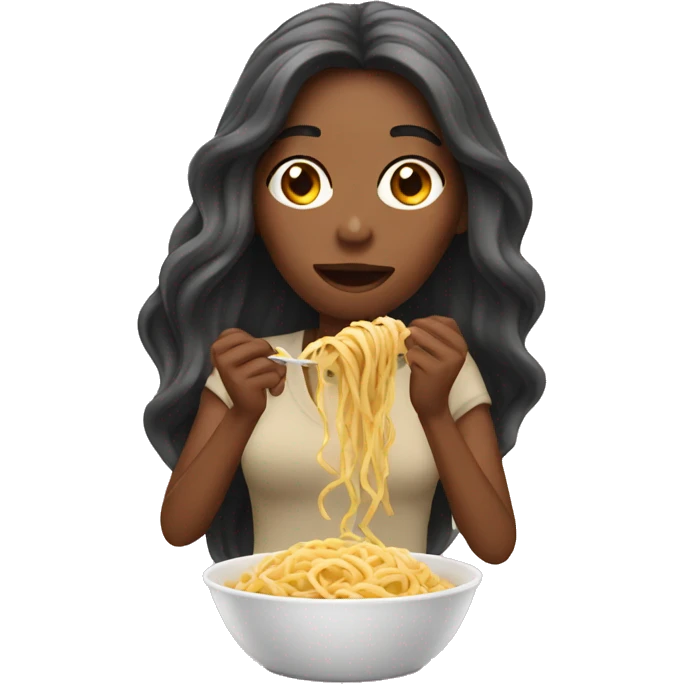 woman with long hair eating pasta emoji