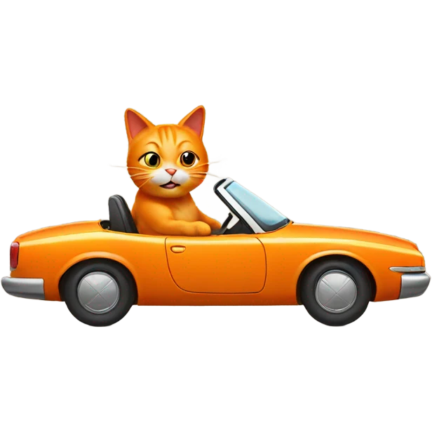 Orange cat driving a car emoji