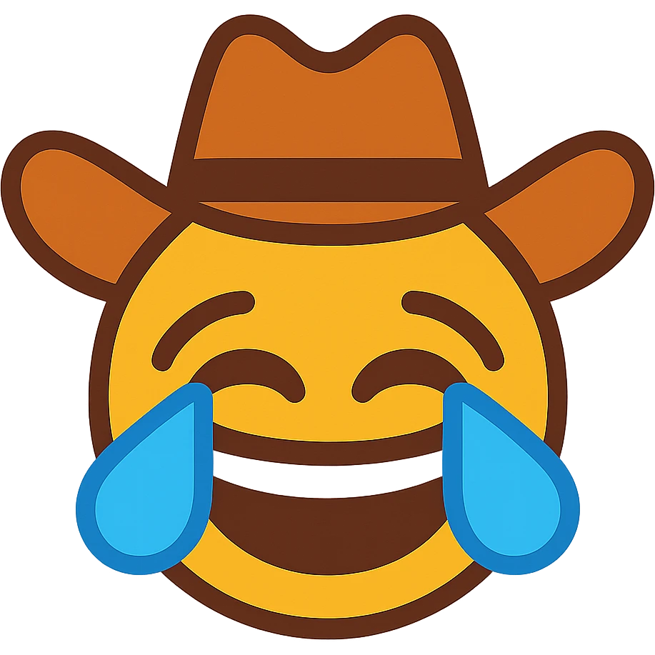 crying laughing upside down cowboy emoji