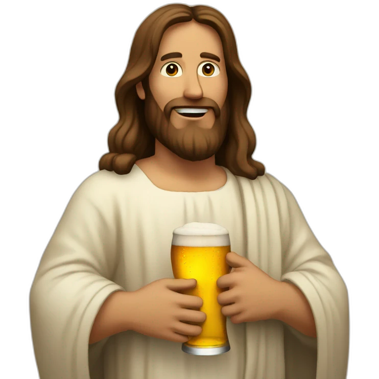 Jesus with beer belly emoji