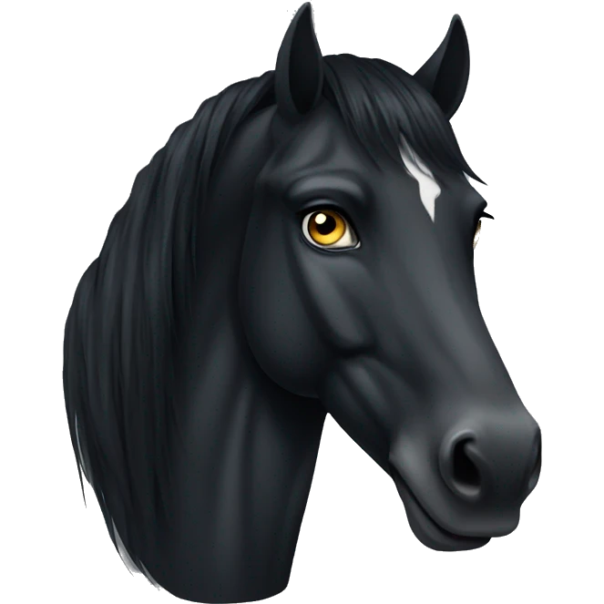 Serious Black horse with white eyes emoji