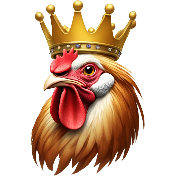 crestless rooster with a king's crown emoji