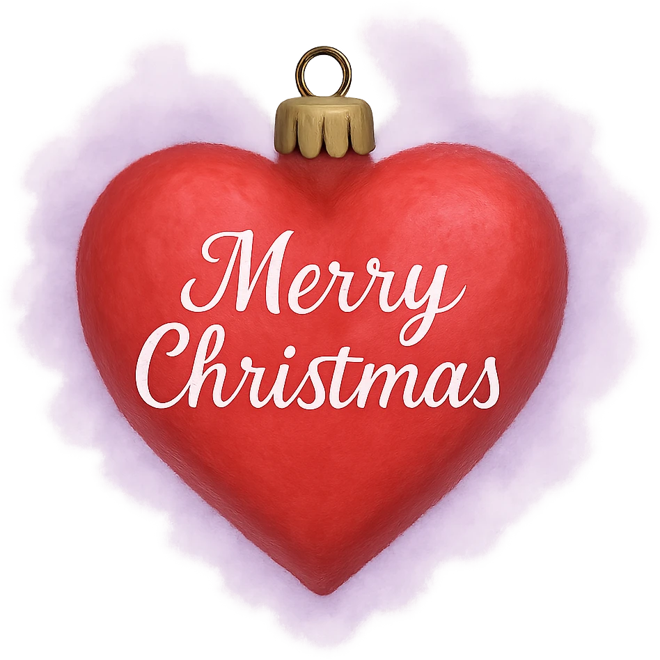 christmas heart with a delicate lavender mist  , remove background emoji