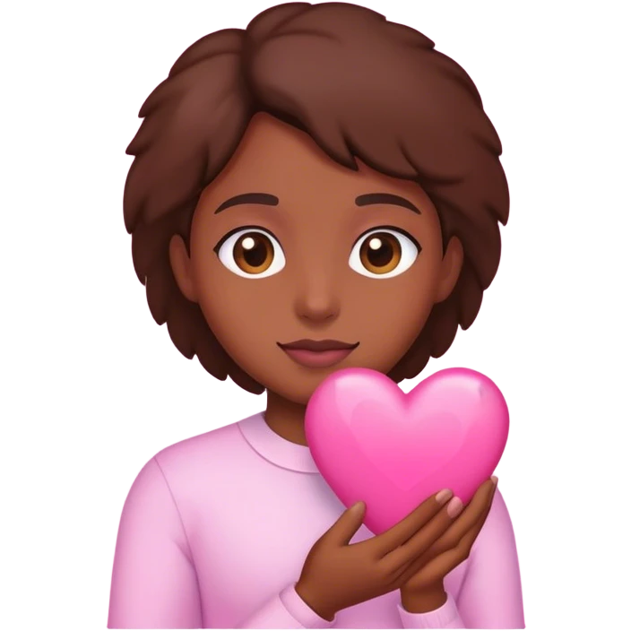 Pink Heart in brown hands emoji