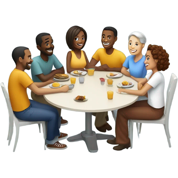 happy meeting at a table emoji