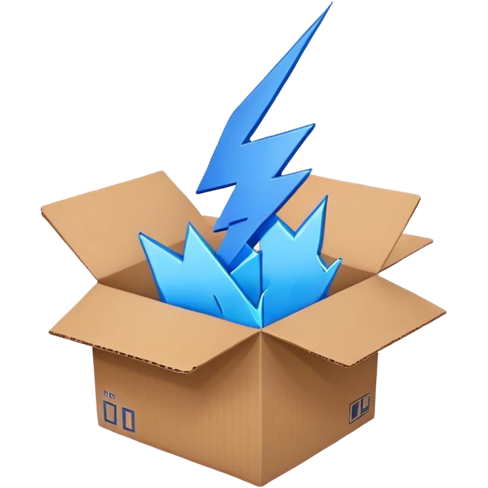 lightning with a logistic box emoji