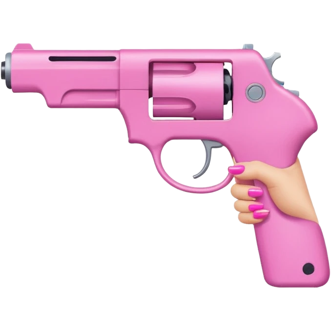 light-skinned hand with pink nails and a pink gun emoji