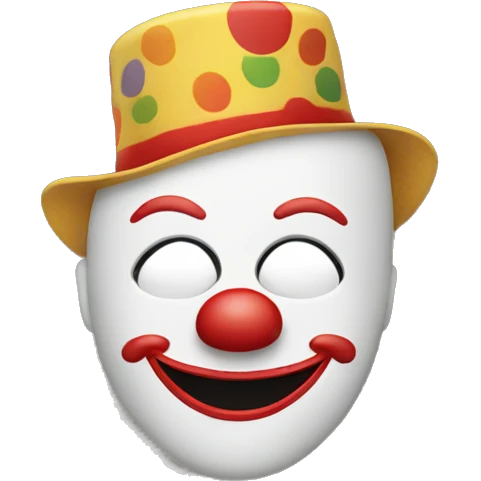 smiling face behind clown mask emoji