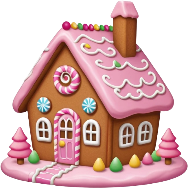 Gingerbread house pink emoji