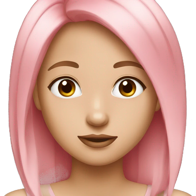 girl white eyes brown pink hair emoji