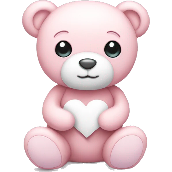 Light pink teddy bear with white heart emoji