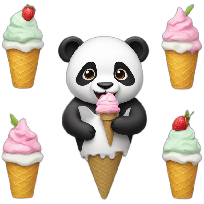 Panda eating ice cream emoji
