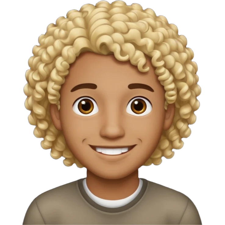Chico joven latino, piel muy morena, pelo rubio rizado emoji