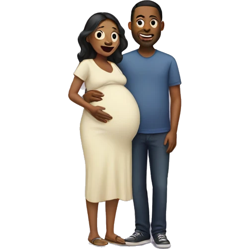 A pregnant woman with her husband  emoji