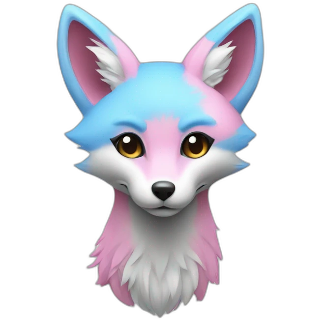 vertical half light blue vertical half pink fox emoji