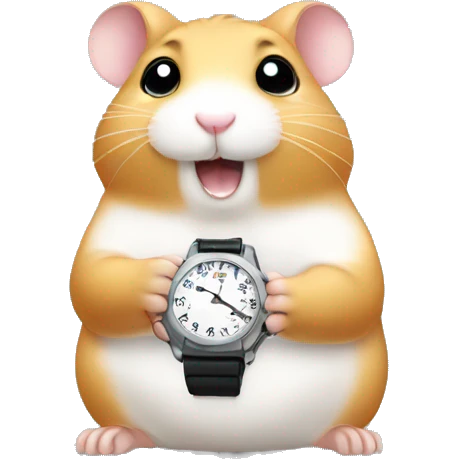 hamster looking at his watch emoji