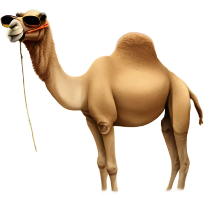 Camel wearing sunglasses in a small pond in desert emoji