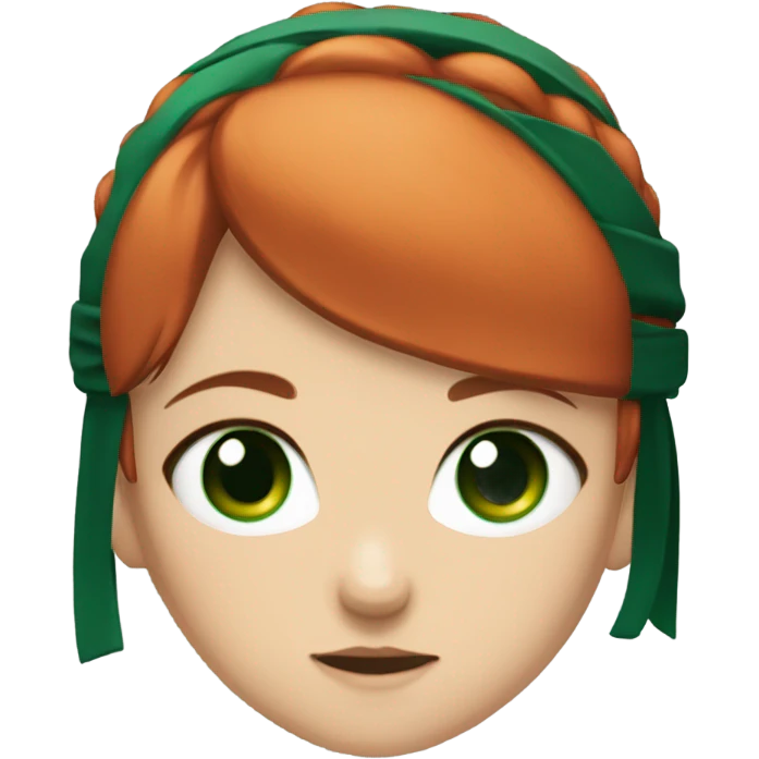  Short Red hair and green embrald eyes girl with a ninja konoha headband  emoji