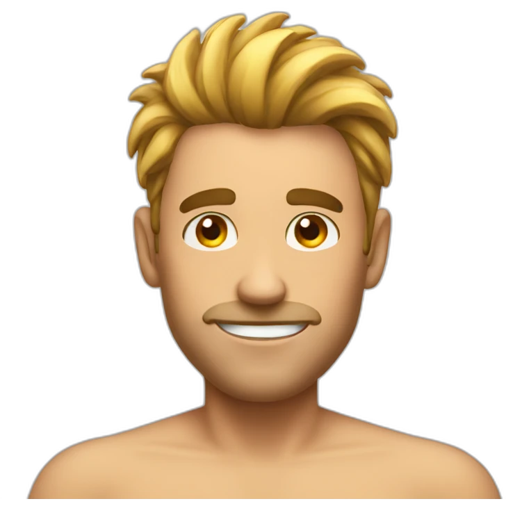 A guy feeling hot emoji