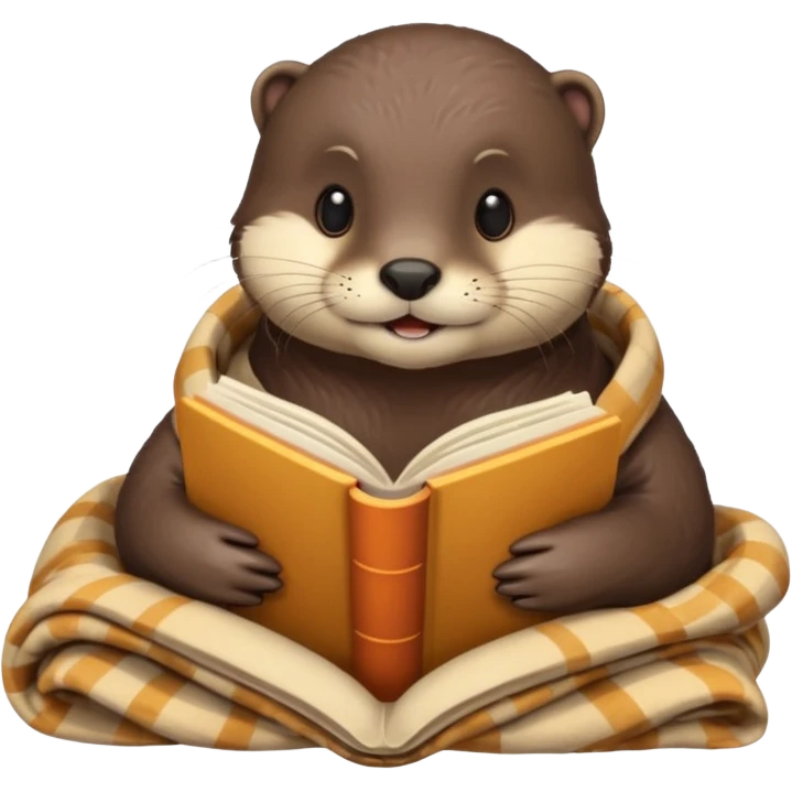 otter cozy in blanket with book emoji