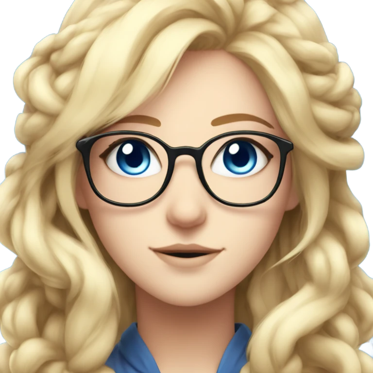 gorgeous anime lady with blue eyes and glasses butterflies and beautiful blonde hair emoji
