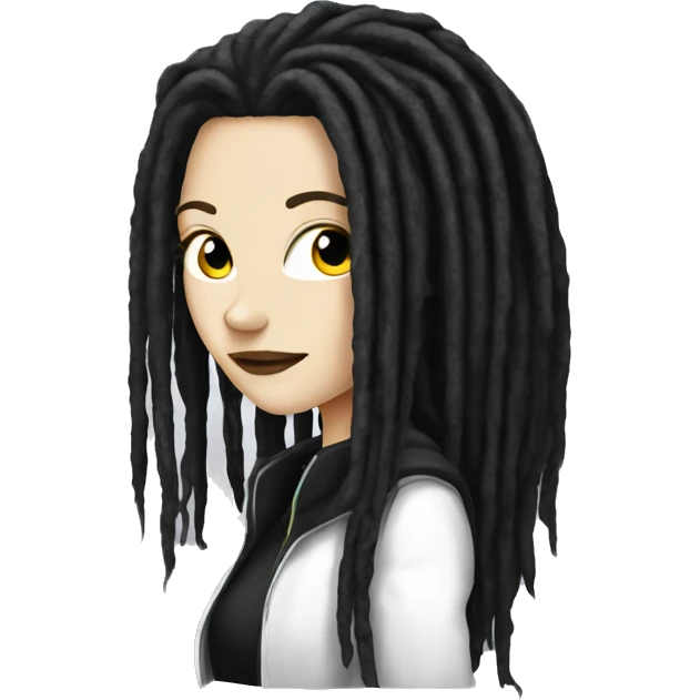 White girl, anonymous, cyberpunk black dreadlocks emoji