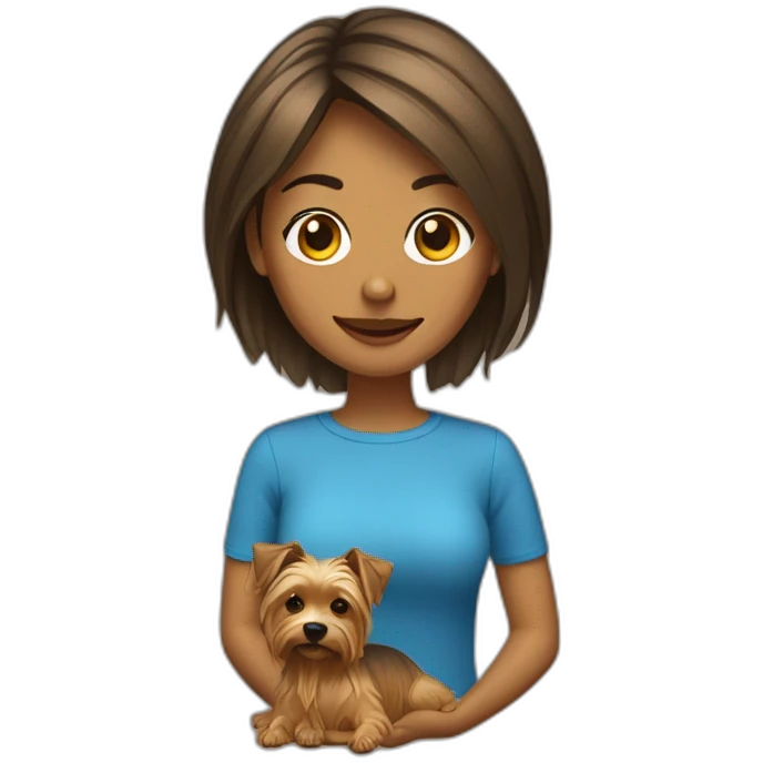 Mujer con su Yorkshire Terrier emoji