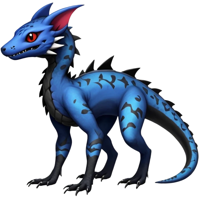 Rare realistic exotic edgy spooky gothic gloomy cool badass epic pretty beautiful handsome gorgeous aesthetic colorful vibrant Vernid-Trico-species-Fakemon-Salandit-hybrid-creature by LiLaiRa, 4 legs, 1 tail, random markings, (full body) emoji