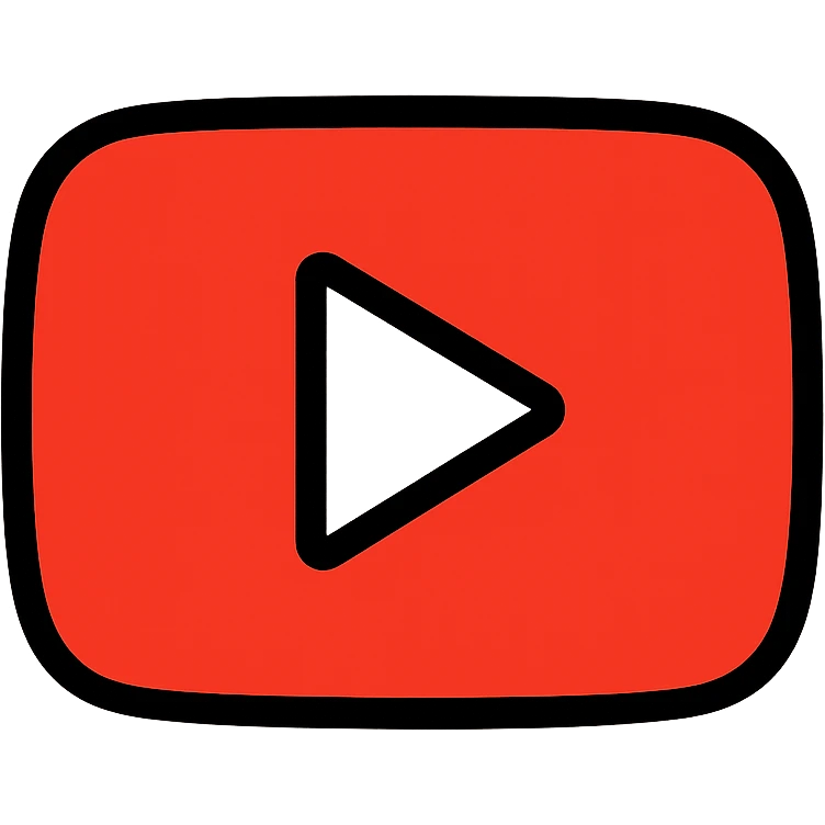 Miniature YouTube logo with red play button inside rounded rectangle emoji