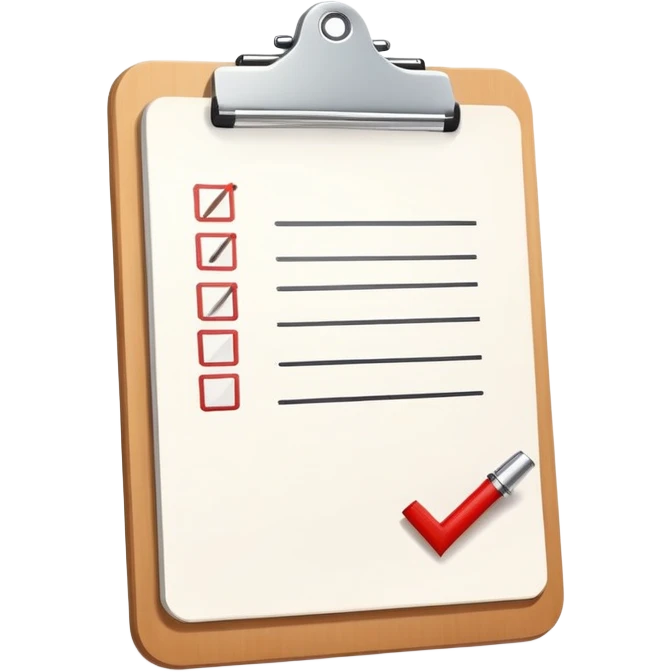 minimalist clipboard with a single checkmark emoji