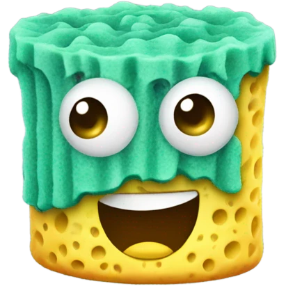 Sponge with eyes and a soit emoji