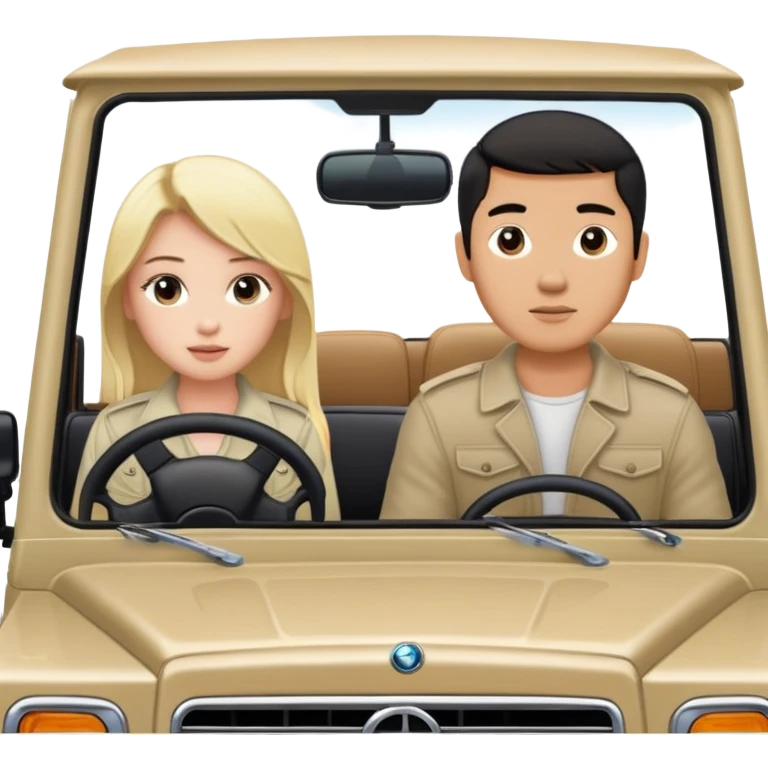 g wagon with blonde girl front seat and asian guy standing outside emoji