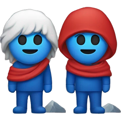 red and blue in the mountain emoji