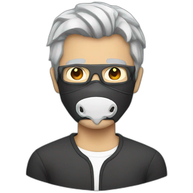 guy with skull mask with grey hair emoji