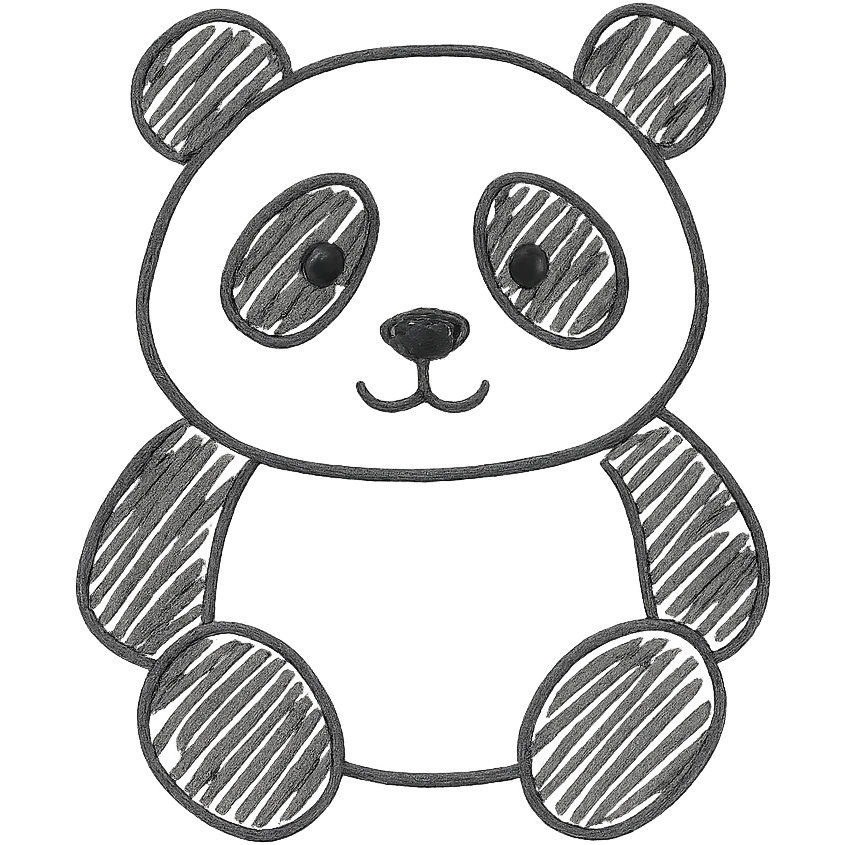 blue panda hand drawn outlined icon emoji