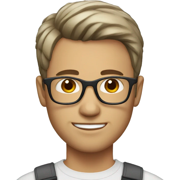 White man with brown short hair with some grey streaks and glasses emoji
