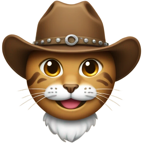 Cat smiling emoji wearing a cowboy hat emoji