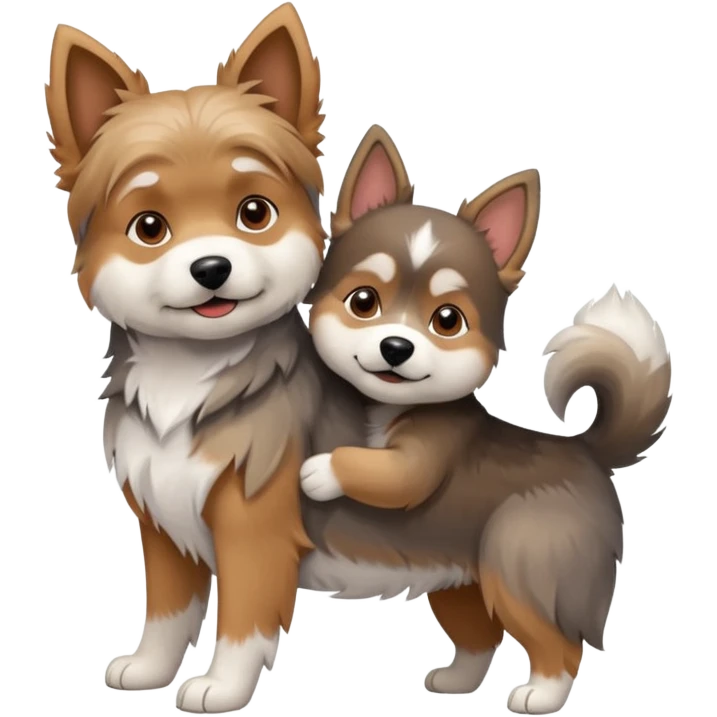 Smal Old yorkie hugging a big husky dog emoji
