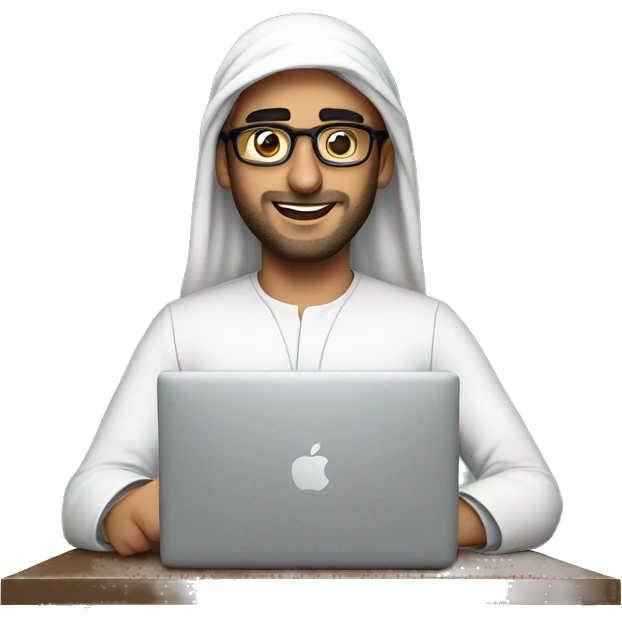 Working Arab guy with glasses and MacBook  emoji