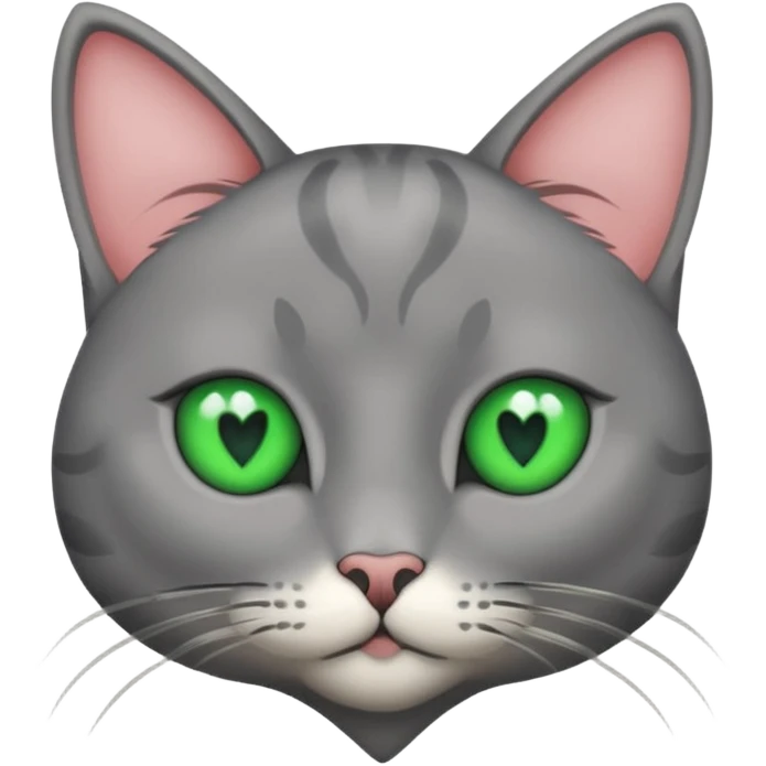 Grey Cat green eyes with a heart emoji