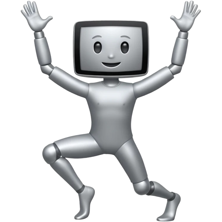 computer has arms and legs and she is dancing emoji