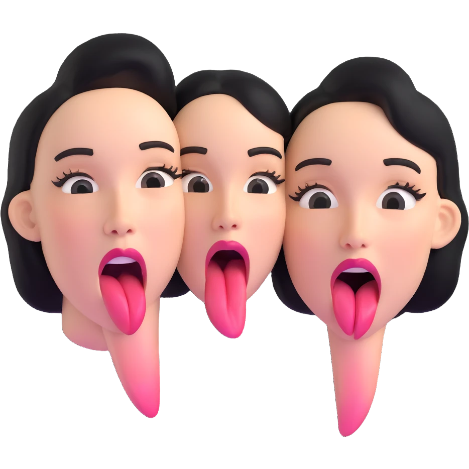 woman with two heads sticking out their tongues emoji