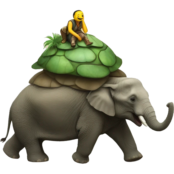 a flat world on top of elephants on a turtle's back emoji