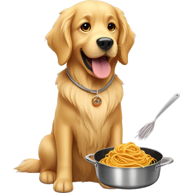 Golden Retriever cooking spaghetti  emoji