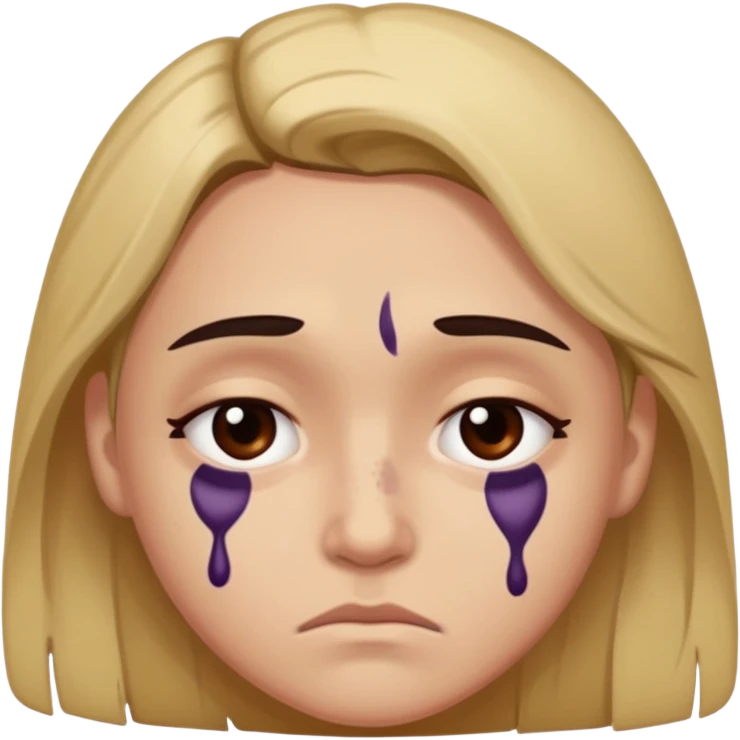 sad emoji with bruise under eye emoji