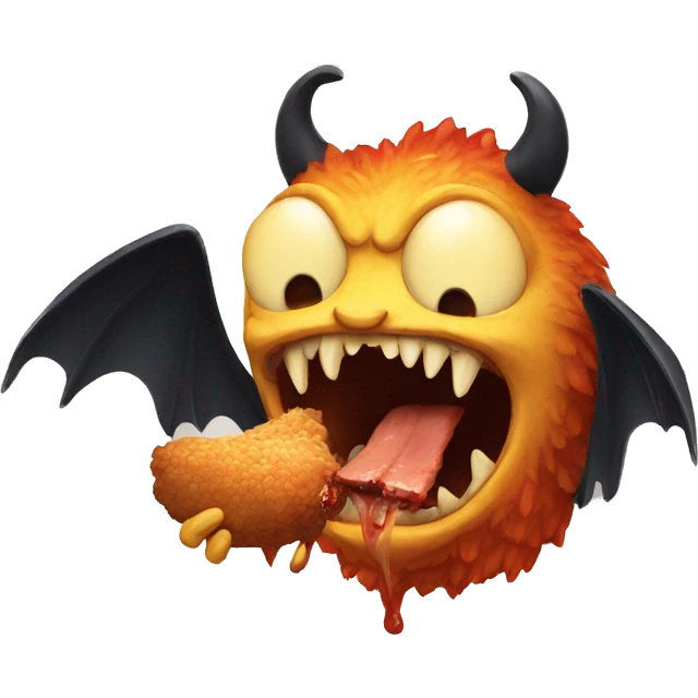 demon eating chicken emoji