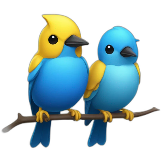 little nightingales one yellow and one blue emoji