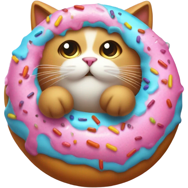 A fat cat with a doughnut around it emoji