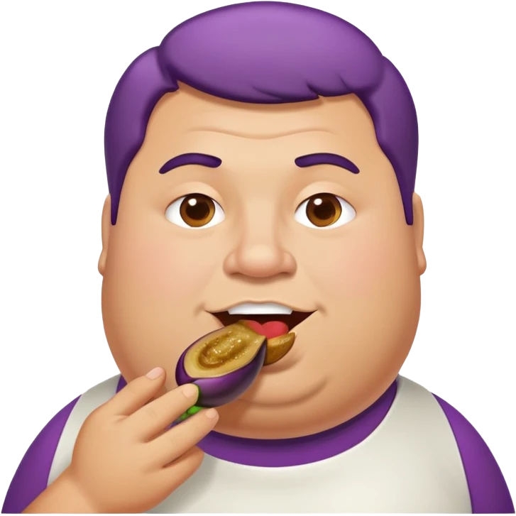fat guy eating a eggplant  emoji