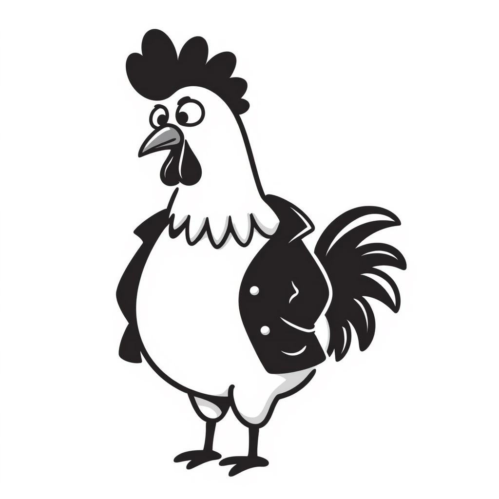 a chicken with a mullet, hand drawn doodle style emoji